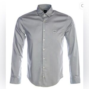 HUGO BOSS Light Gray Dress Shirt Size Large
